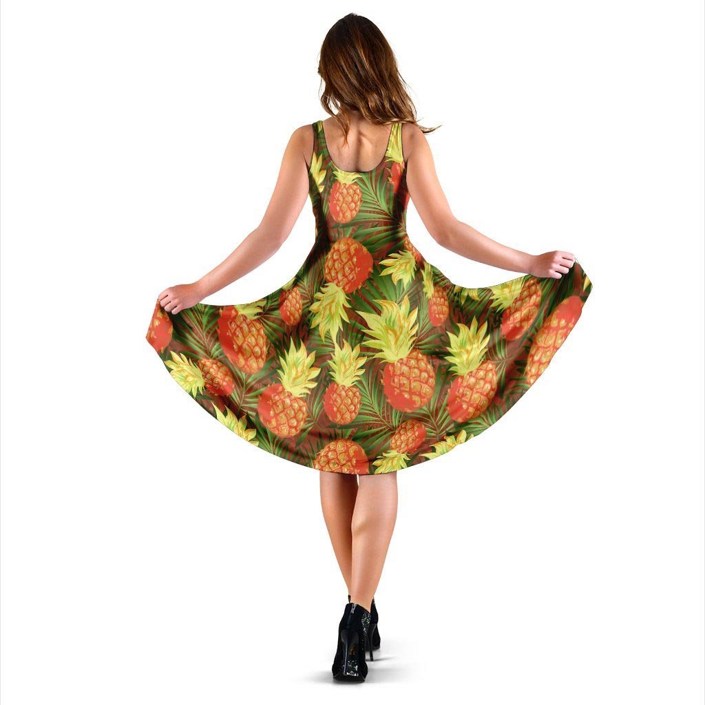 Yellow Neon Pineapple Hawaiian Print Dress-grizzshop