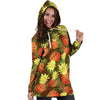 Yellow Neon Pineapple Hawaiian Print Hoodie Dress-grizzshop