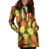 Yellow Neon Pineapple Hawaiian Print Hoodie Dress-grizzshop