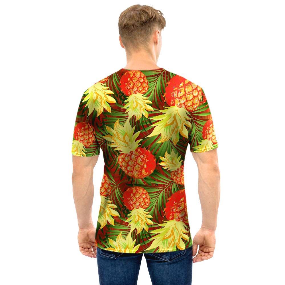 Yellow Neon Pineapple Hawaiian Print Men T Shirt-grizzshop