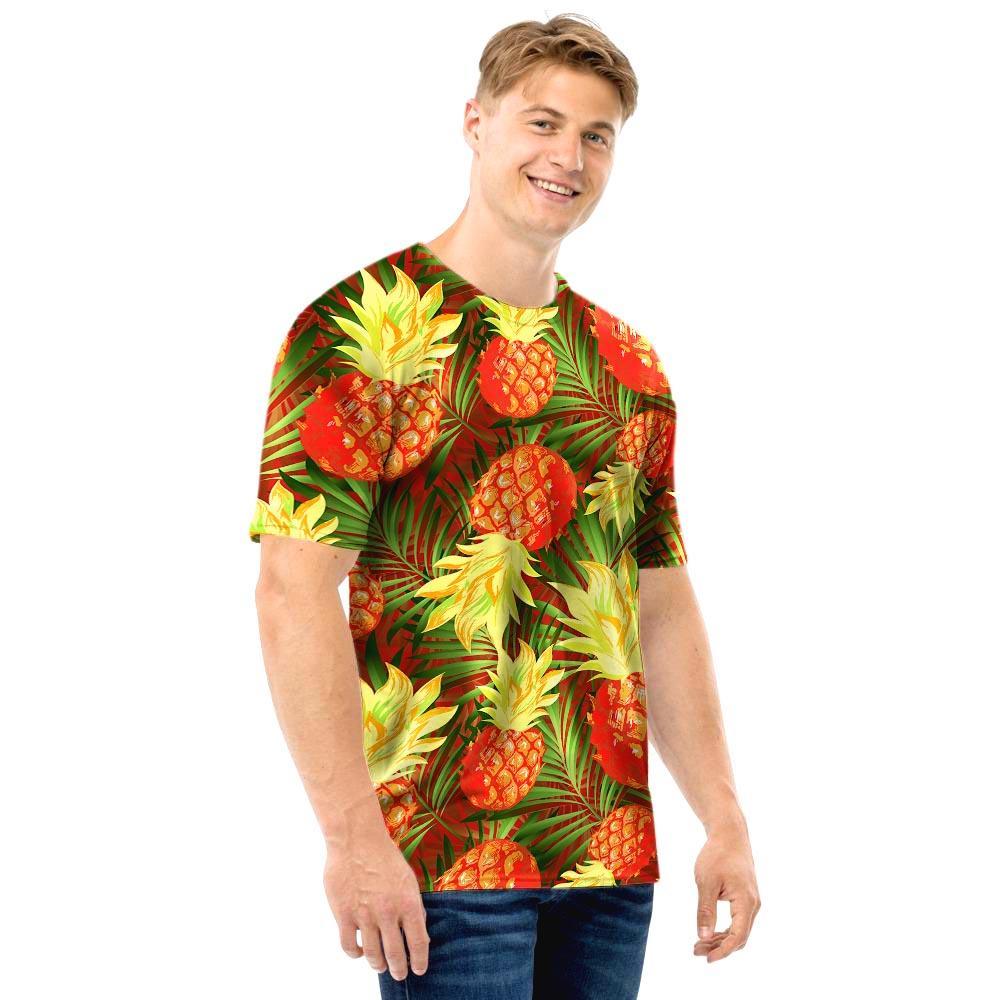 Yellow Neon Pineapple Hawaiian Print Men T Shirt-grizzshop