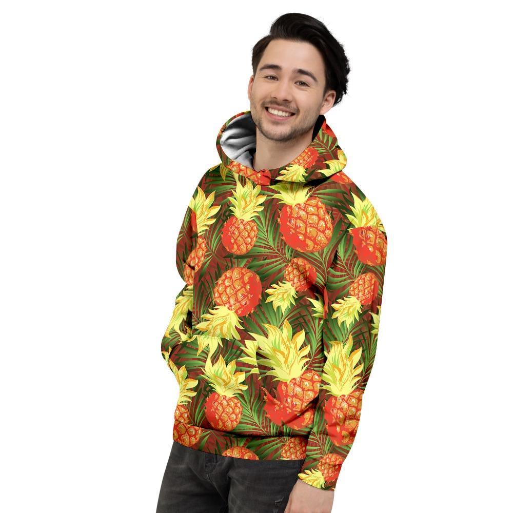Yellow Neon Pineapple Hawaiian Print Men's Hoodie-grizzshop