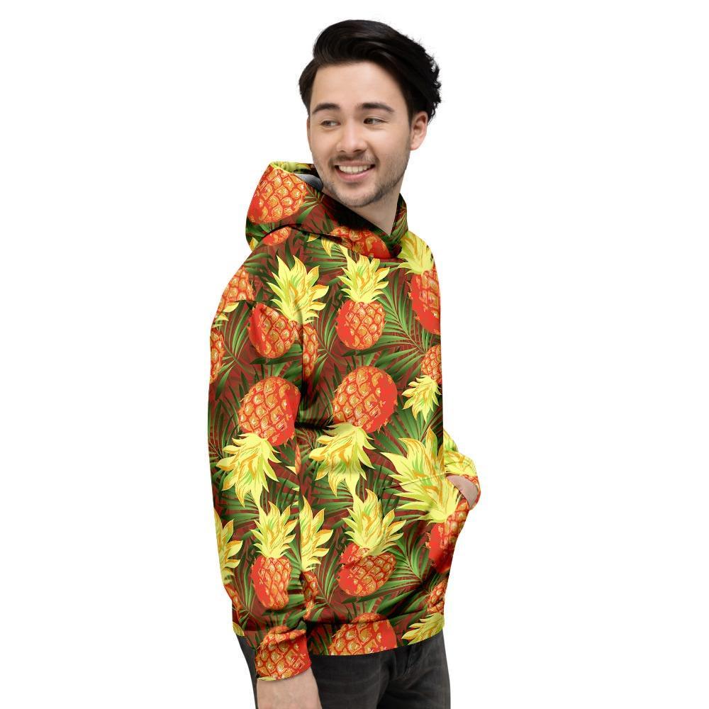 Yellow Neon Pineapple Hawaiian Print Men's Hoodie-grizzshop