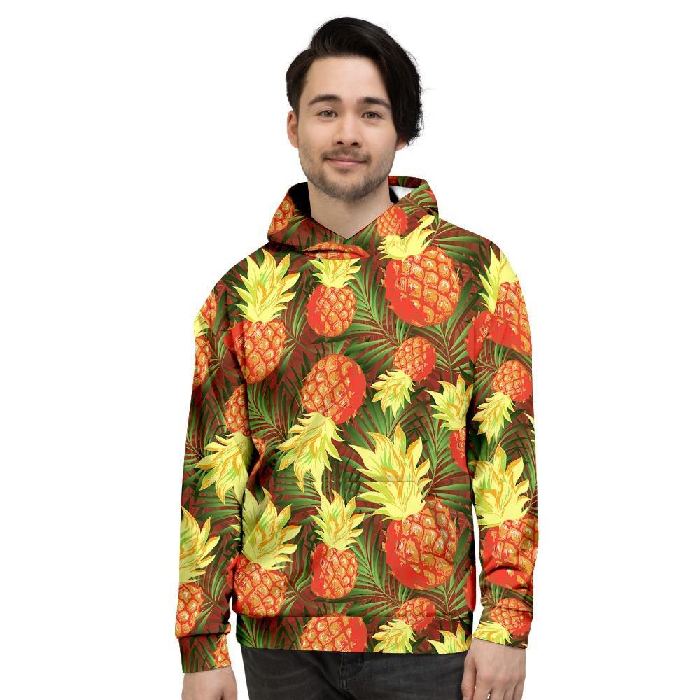 Yellow Neon Pineapple Hawaiian Print Men's Hoodie-grizzshop