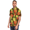 Yellow Neon Pineapple Hawaiian Print Men's Short Sleeve Shirt-grizzshop