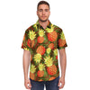 Yellow Neon Pineapple Hawaiian Print Men's Short Sleeve Shirt-grizzshop