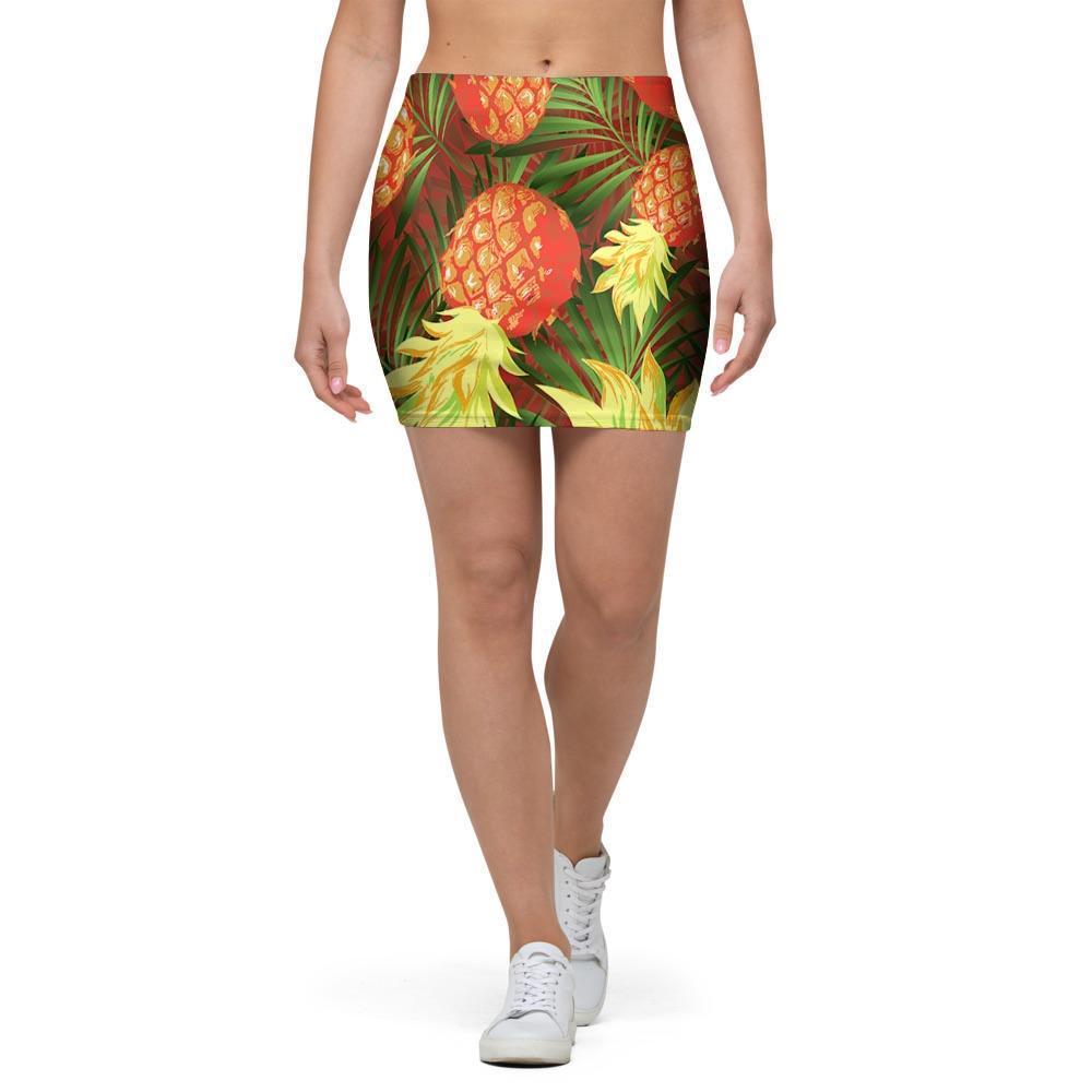 Yellow Neon Pineapple Hawaiian Print Mini Skirt-grizzshop