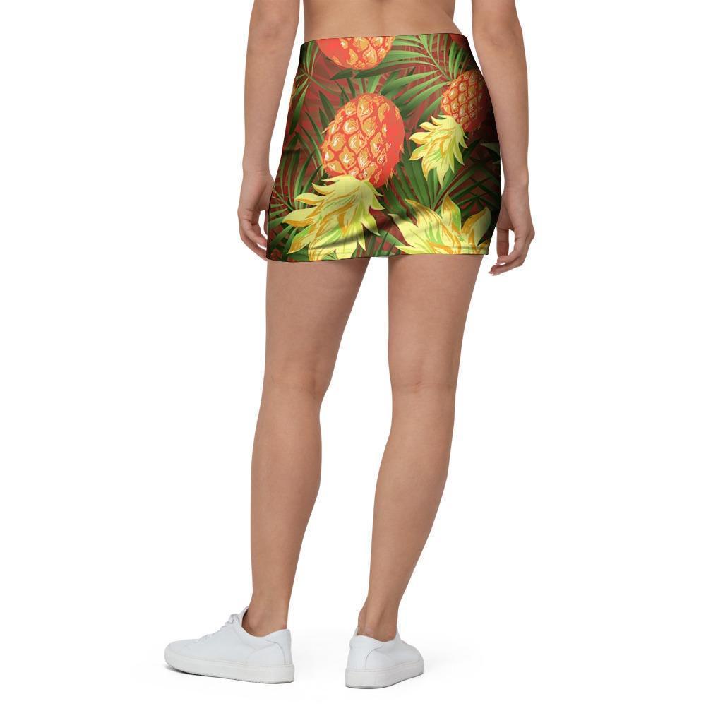 Yellow Neon Pineapple Hawaiian Print Mini Skirt-grizzshop