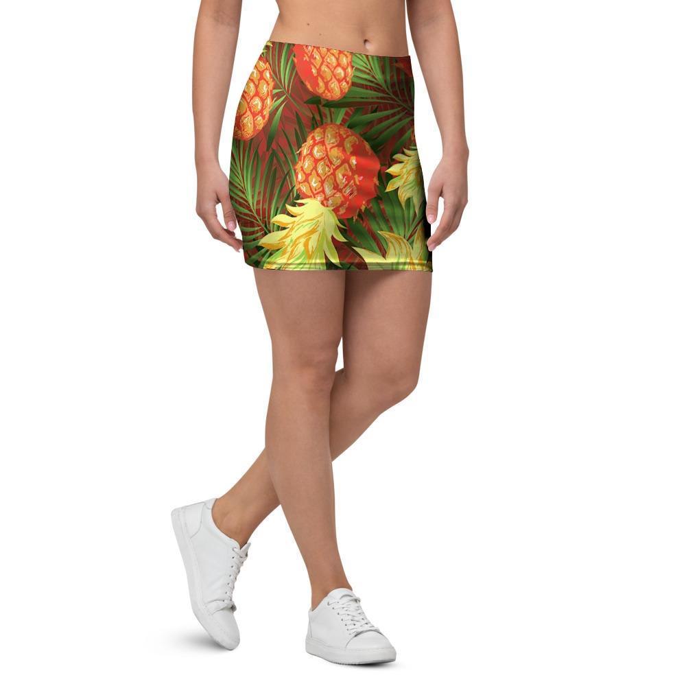 Yellow Neon Pineapple Hawaiian Print Mini Skirt-grizzshop