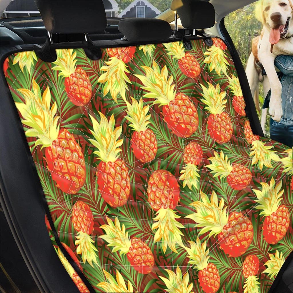 Yellow Neon Pineapple Hawaiian Print Pet Car Seat Cover-grizzshop