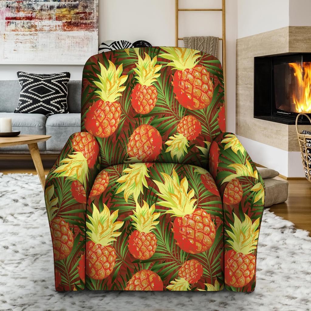 Yellow Neon Pineapple Hawaiian Print Recliner Cover-grizzshop