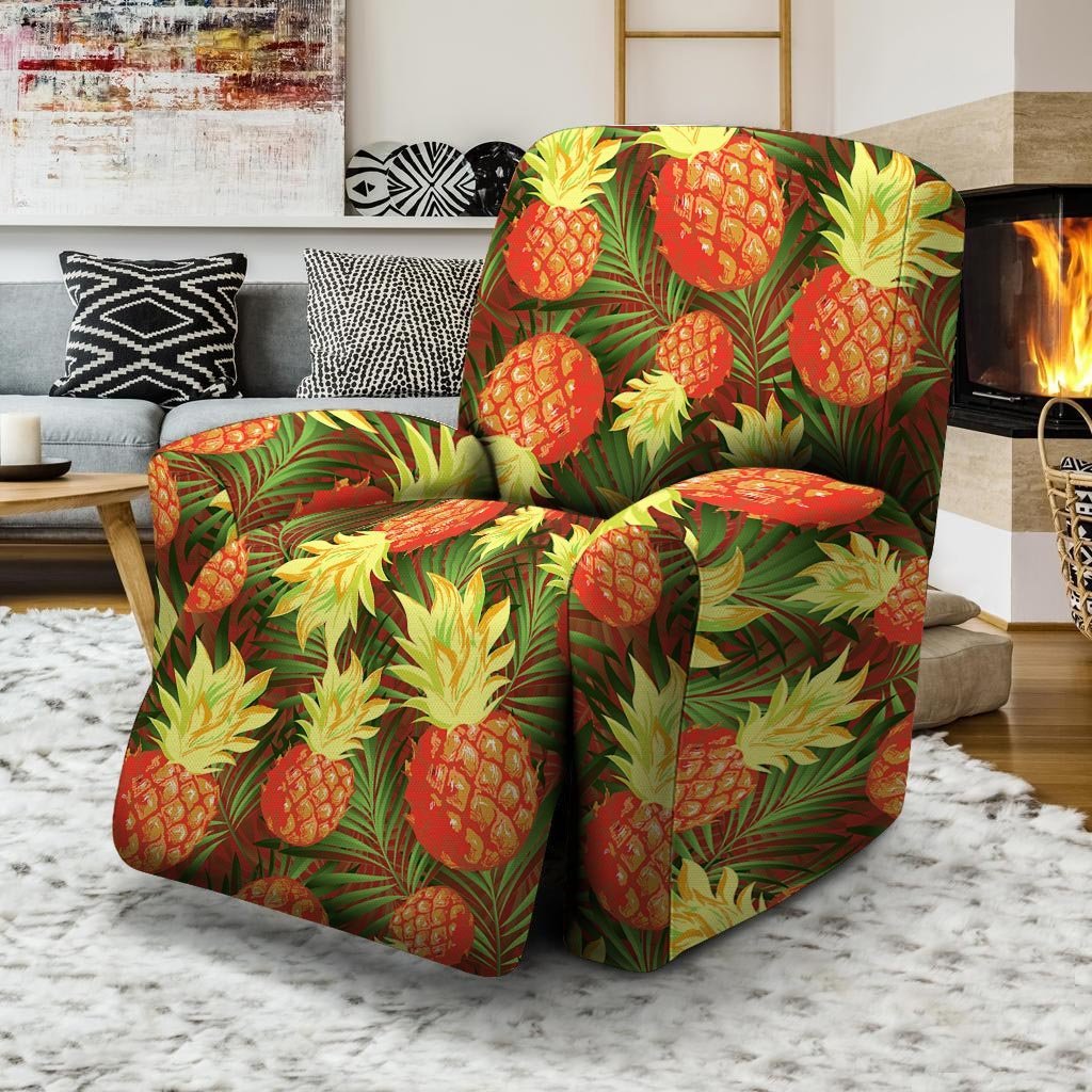 Yellow Neon Pineapple Hawaiian Print Recliner Cover-grizzshop