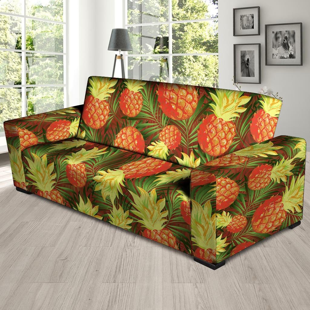 Yellow Neon Pineapple Hawaiian Print Sofa Cover-grizzshop