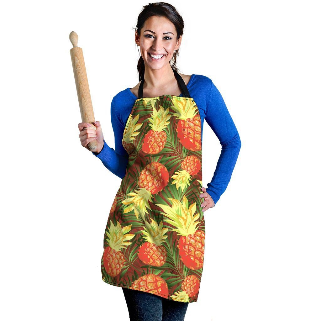 Yellow Neon Pineapple Hawaiian Print Women's Apron-grizzshop