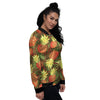 Yellow Neon Pineapple Hawaiian Print Women's Bomber Jacket-grizzshop