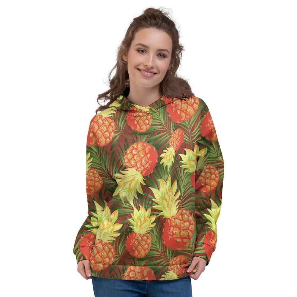 Yellow Neon Pineapple Hawaiian Print Women's Hoodie-grizzshop