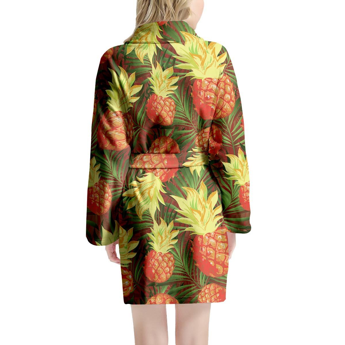 Yellow Neon Pineapple Hawaiian Print Women's Robe-grizzshop
