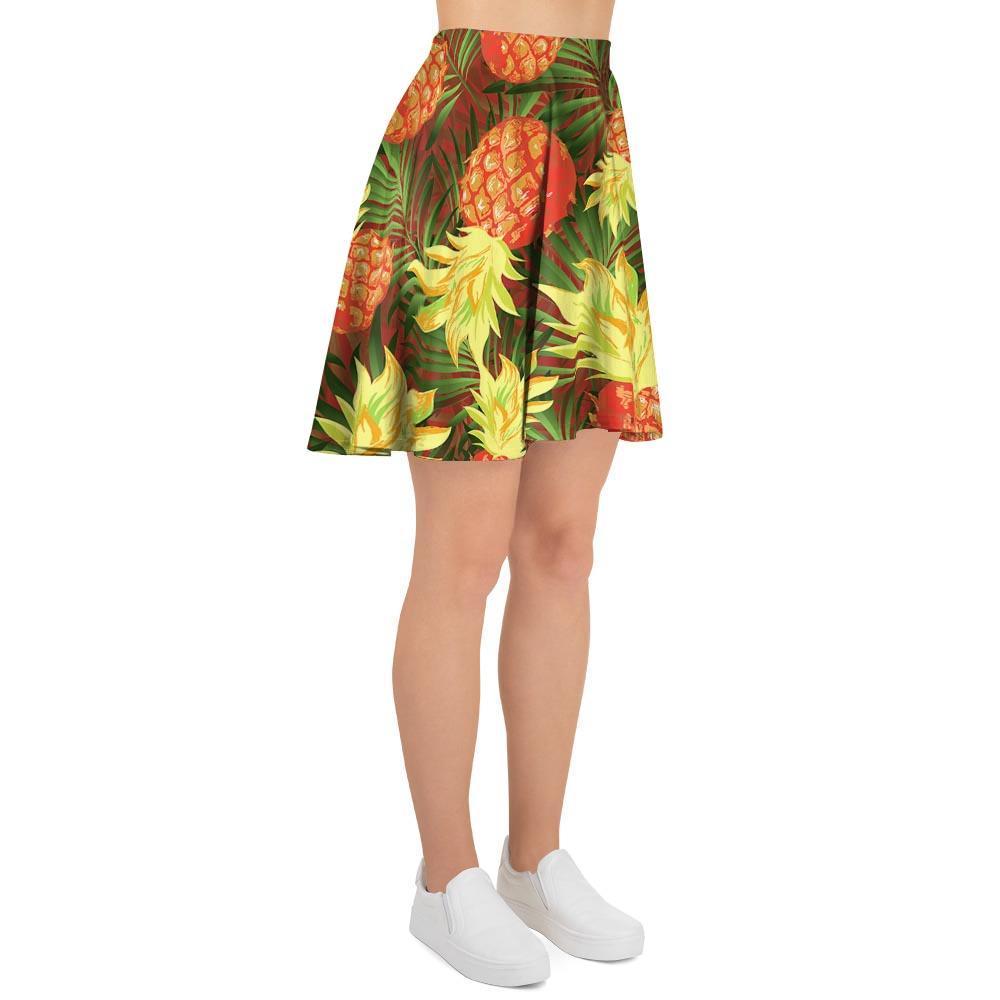 Yellow Neon Pineapple Hawaiian Print Women's Skirt-grizzshop
