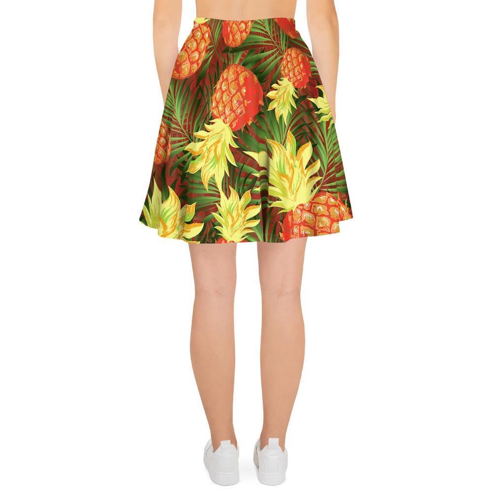 Yellow Neon Pineapple Hawaiian Print Women's Skirt-grizzshop