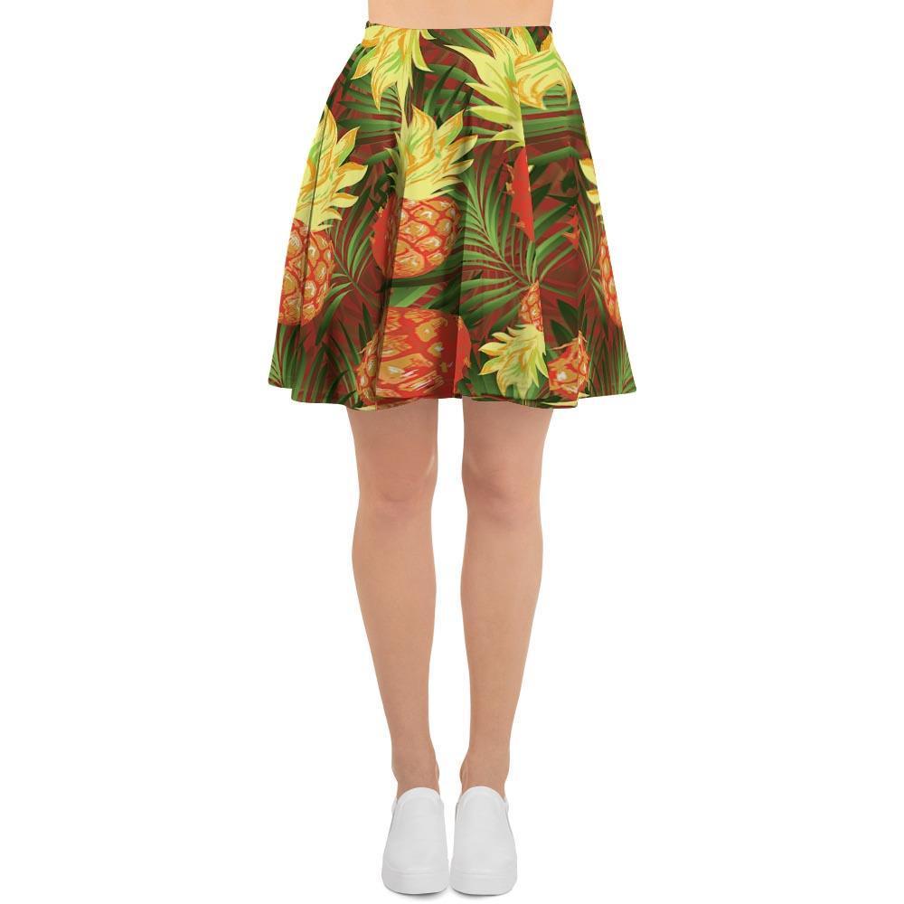 Yellow Neon Pineapple Hawaiian Print Women's Skirt-grizzshop
