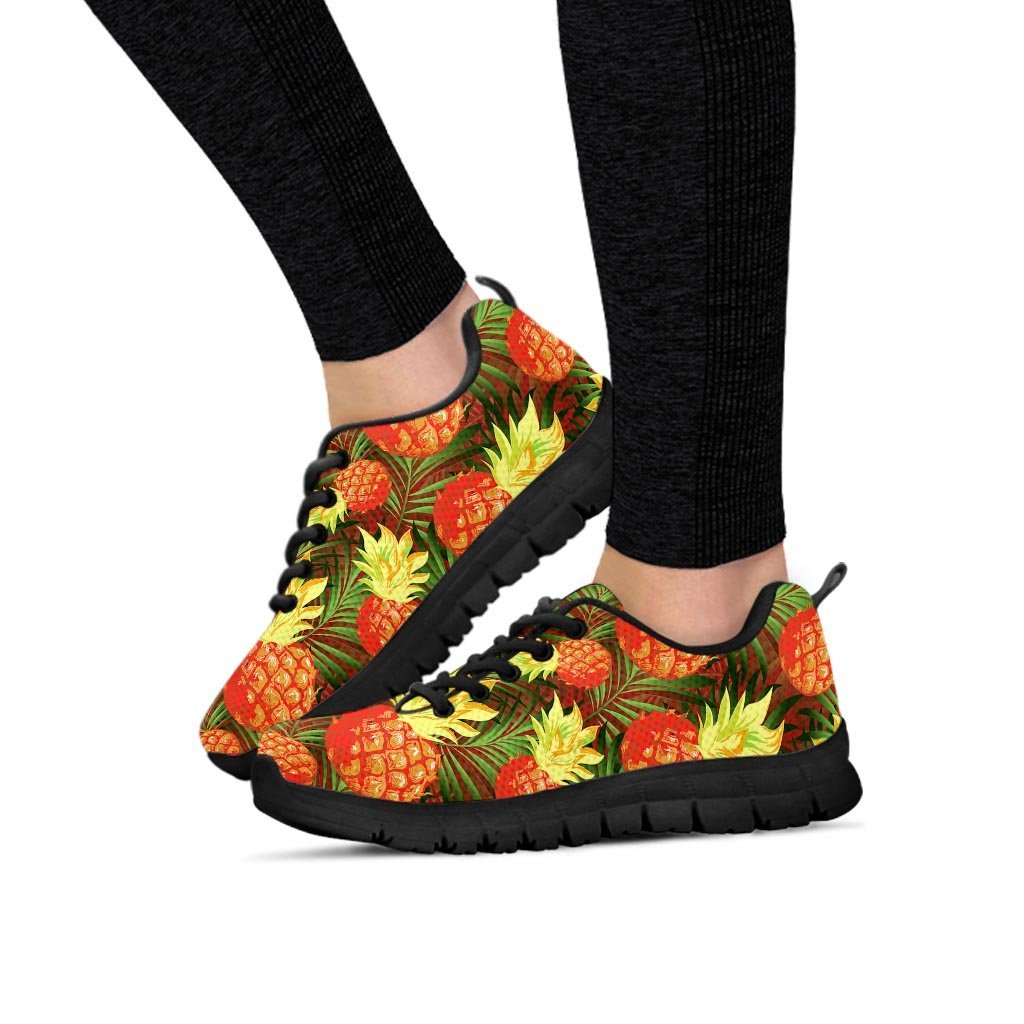 Yellow Neon Pineapple Hawaiian Print Women's Sneakers-grizzshop