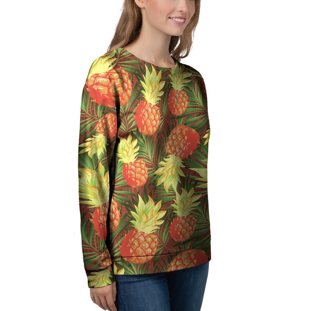 Yellow Neon Pineapple Hawaiian Print Women's Sweatshirt-grizzshop