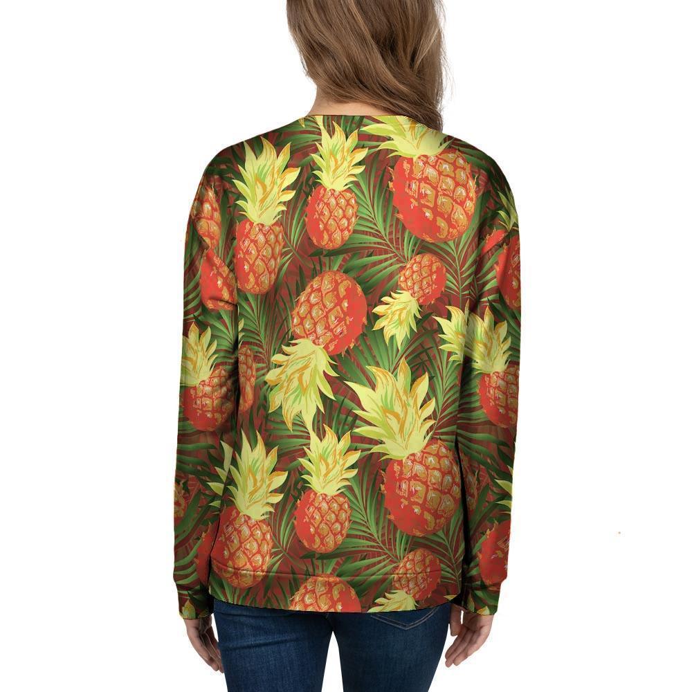 Yellow Neon Pineapple Hawaiian Print Women's Sweatshirt-grizzshop