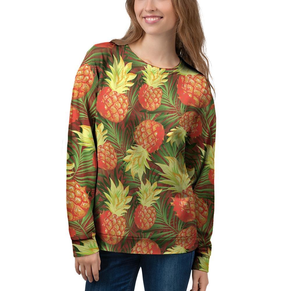 Yellow Neon Pineapple Hawaiian Print Women's Sweatshirt-grizzshop