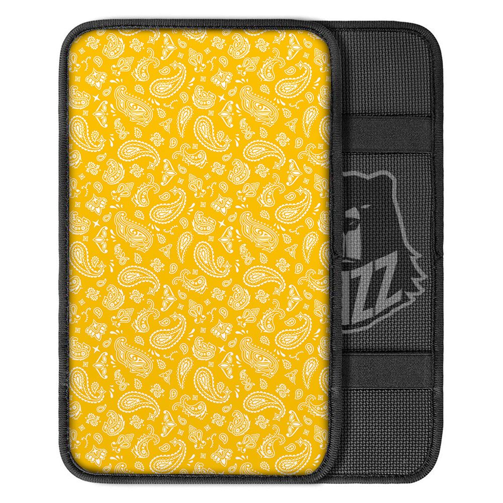 Yellow Paisley Bandana Print Car Center Console Cover-grizzshop