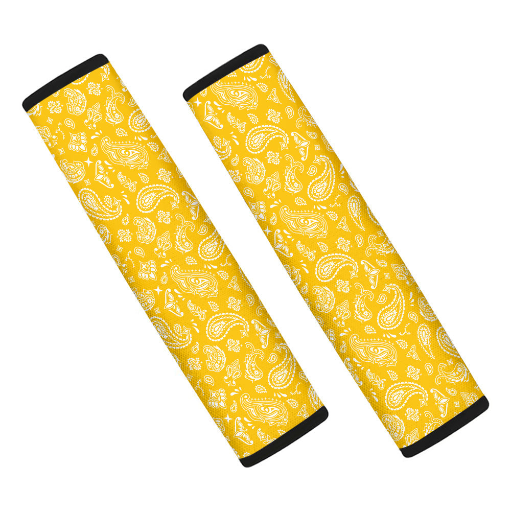 Yellow Paisley Bandana Print Car Seat Belt Cover-grizzshop