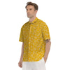 Yellow Paisley Bandana Print Men's Short Sleeve Shirts-grizzshop