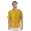 Yellow Paisley Bandana Print Men's Short Sleeve Shirts-grizzshop