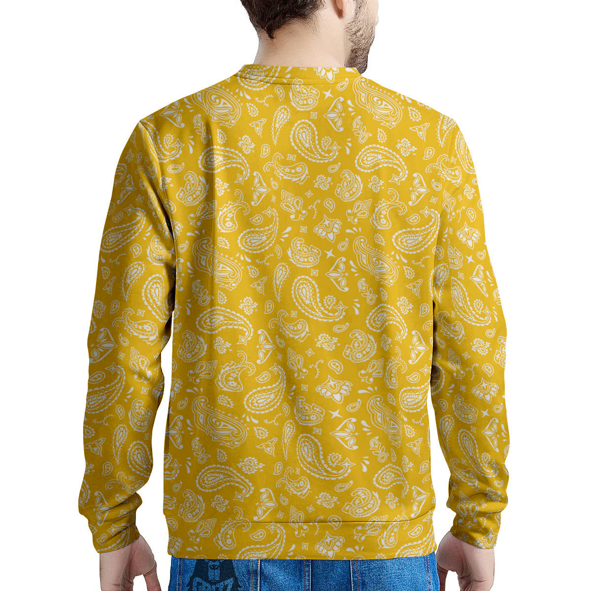 Yellow Paisley Bandana Print Men's Sweatshirt-grizzshop