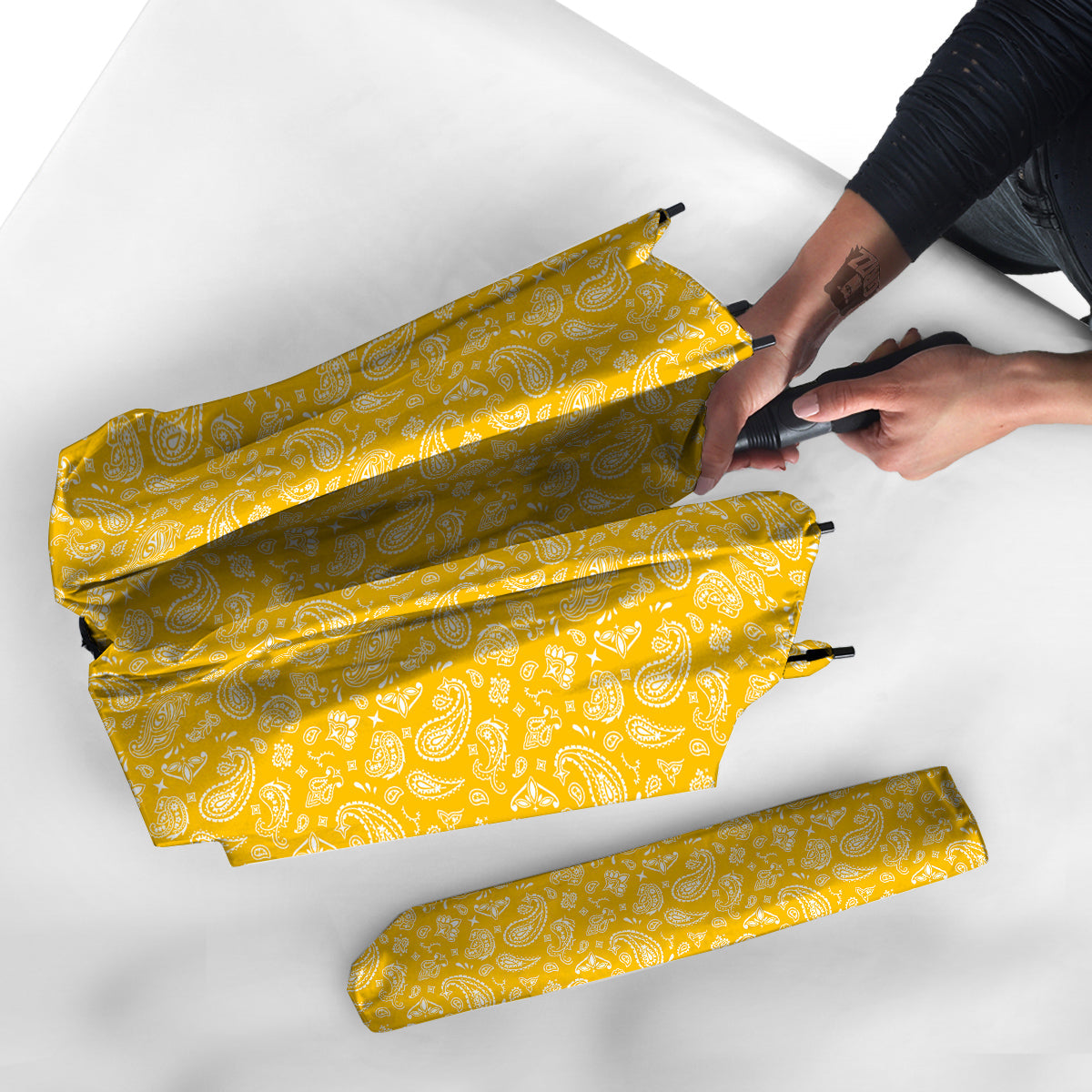 Yellow Paisley Bandana Print Umbrella-grizzshop