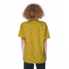 Yellow Paisley Bandana Print Women's Short Sleeve Shirts-grizzshop