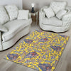 Yellow Paisley Pattern Print Floor Mat-grizzshop