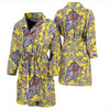 Yellow Paisley Pattern Print Men Long Robe-grizzshop