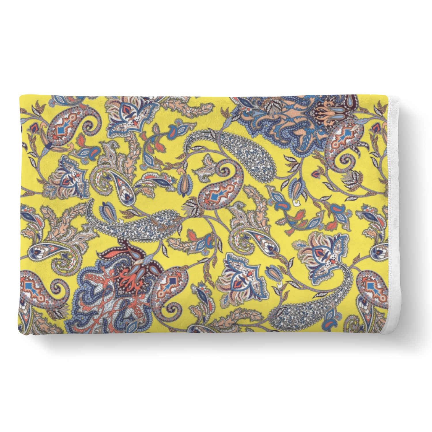 Yellow Paisley Pattern Print Throw Blanket-grizzshop