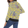 Yellow Paisley Pattern Print Women Casual Bomber Jacket-grizzshop