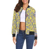 Yellow Paisley Pattern Print Women Casual Bomber Jacket-grizzshop