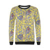 Yellow Paisley Pattern Print Women Crewneck Sweatshirt-grizzshop