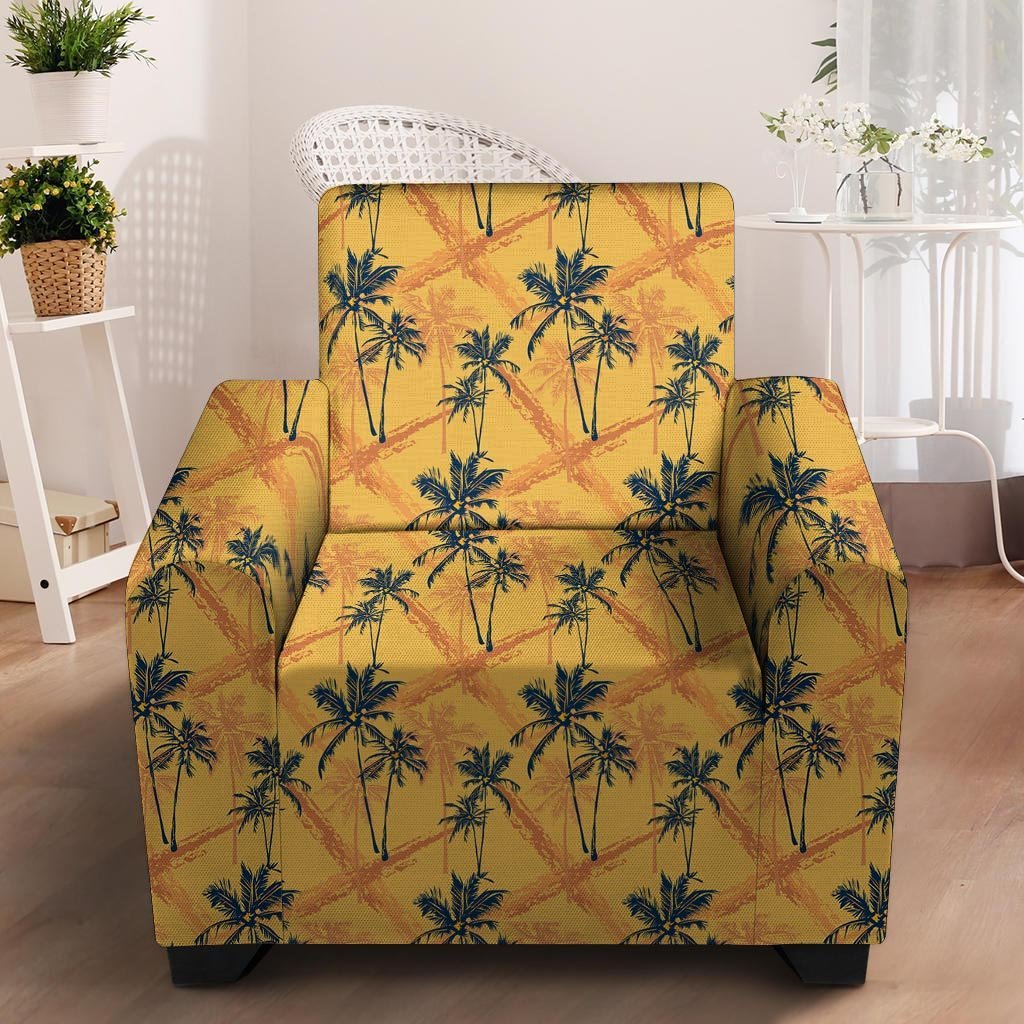 Yellow Palm Tree Hawaiian Print Armchair Cover-grizzshop