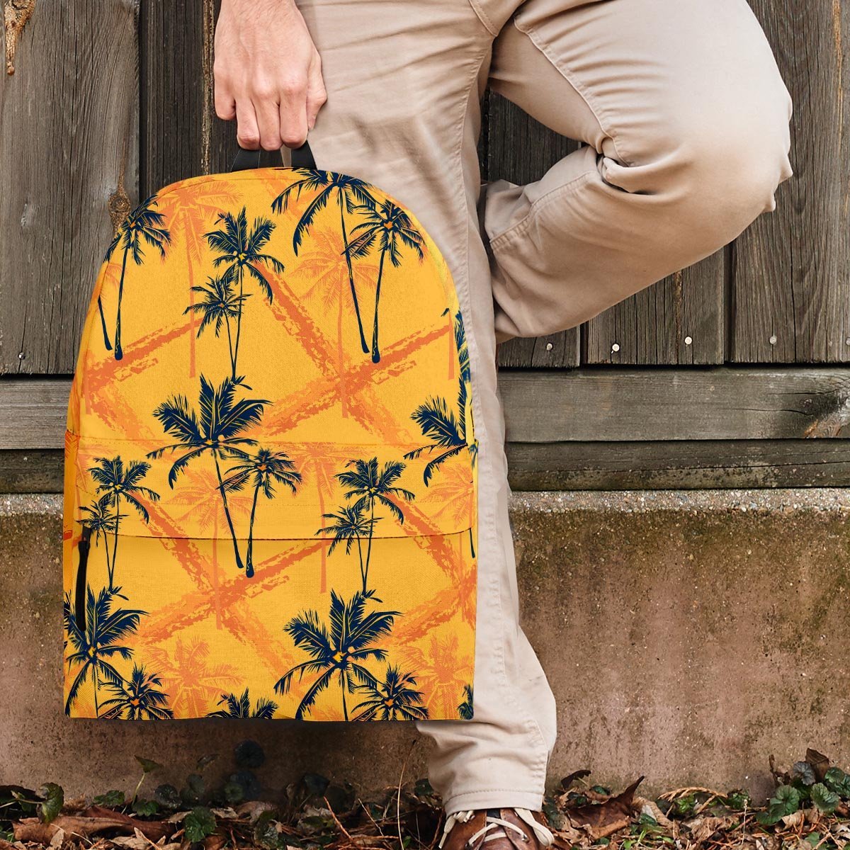 Yellow Palm Tree Hawaiian Print Backpack-grizzshop
