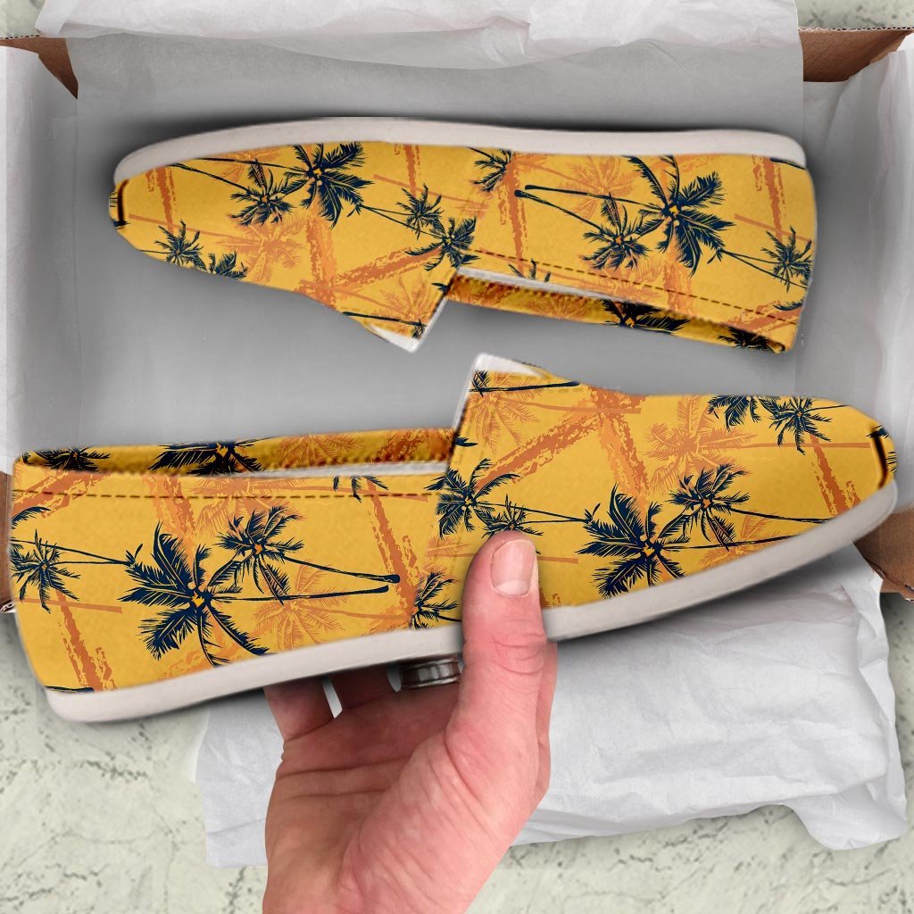 Yellow Palm Tree Hawaiian Print Canvas Shoes-grizzshop