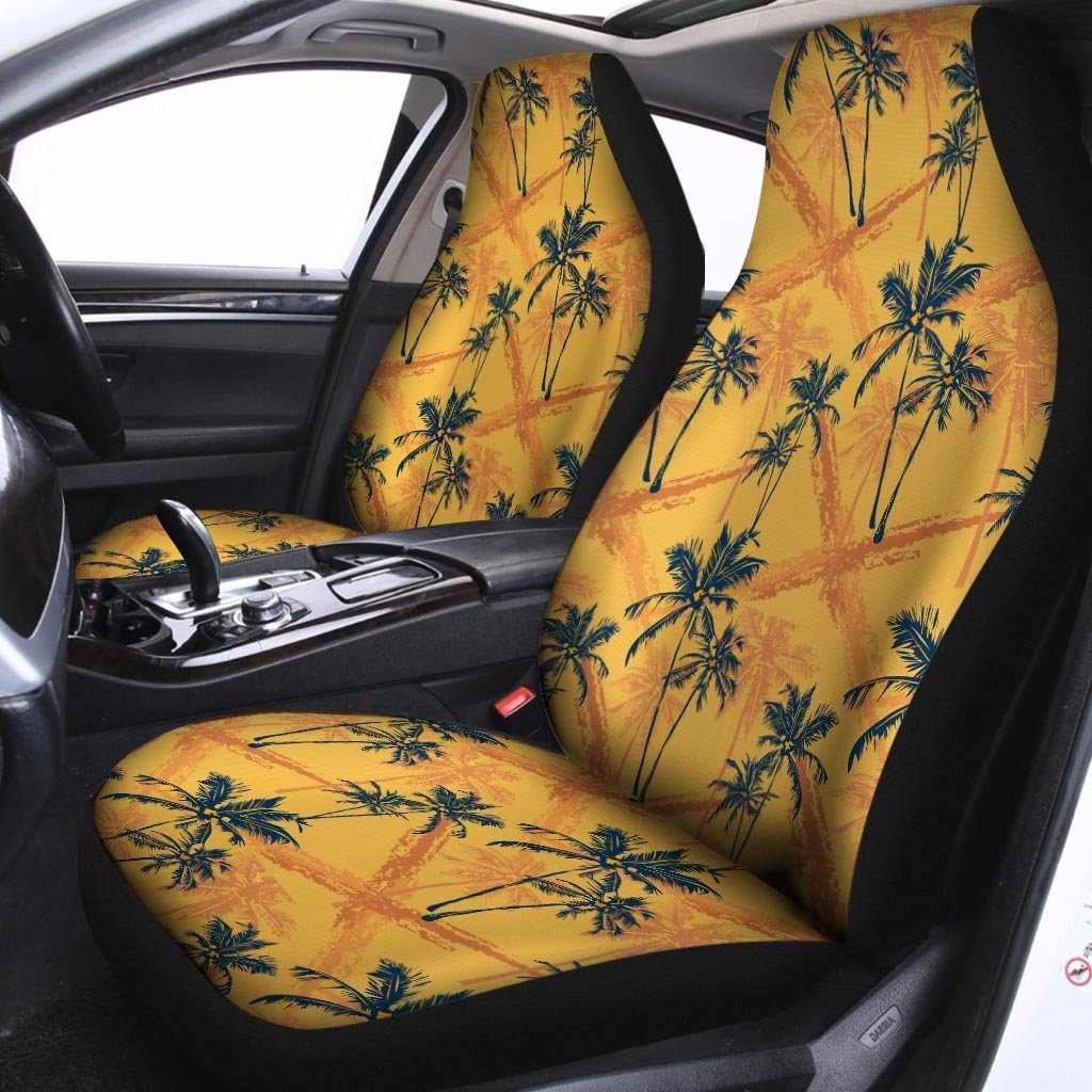 Yellow Palm Tree Hawaiian Print Car Seat Covers-grizzshop