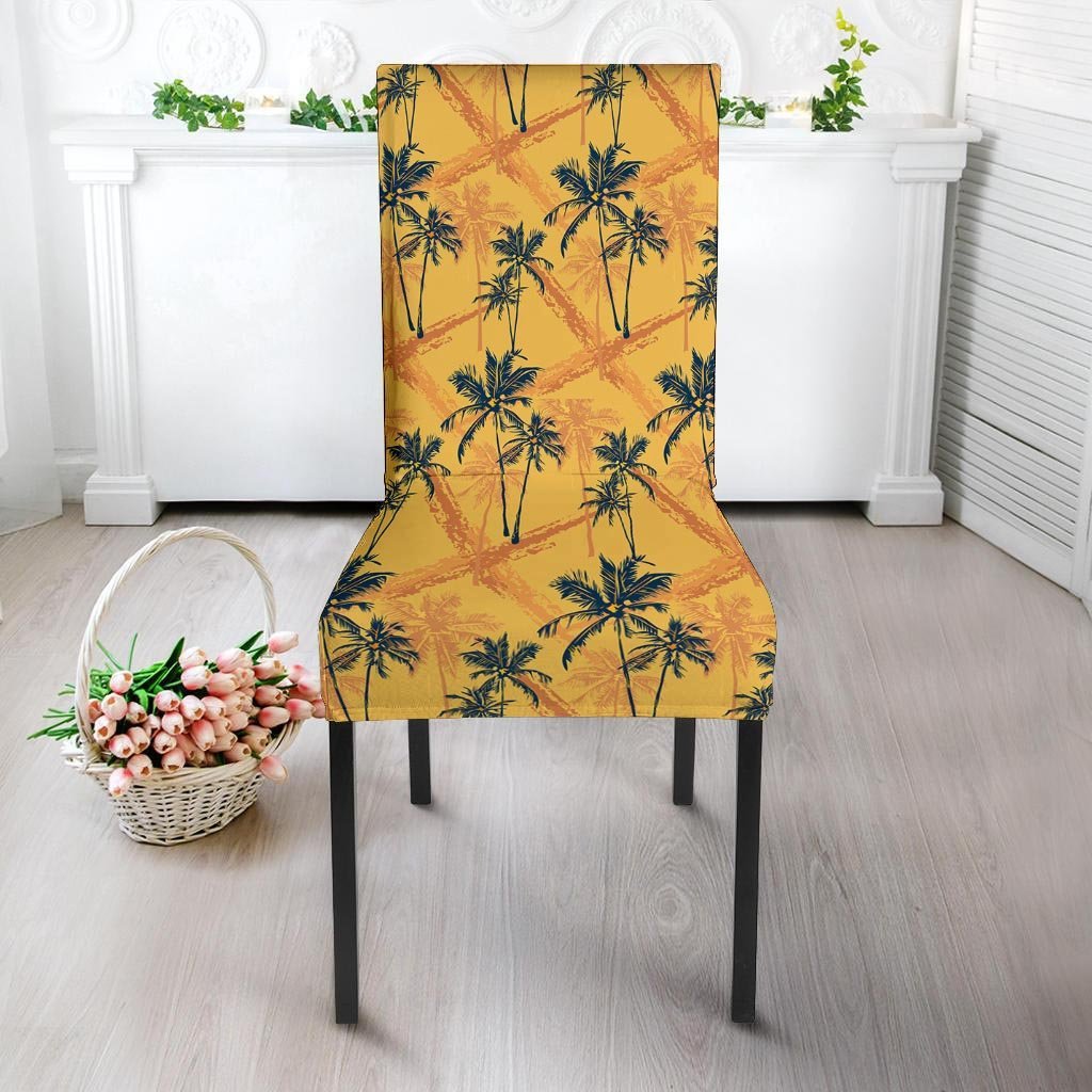 Yellow Palm Tree Hawaiian Print Chair Cover-grizzshop