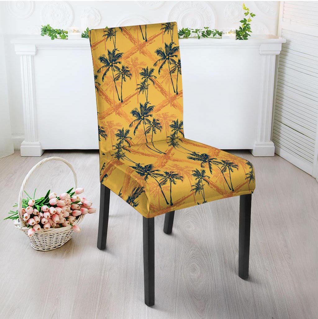 Yellow Palm Tree Hawaiian Print Chair Cover-grizzshop
