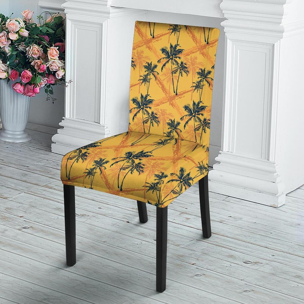 Yellow Palm Tree Hawaiian Print Chair Cover-grizzshop