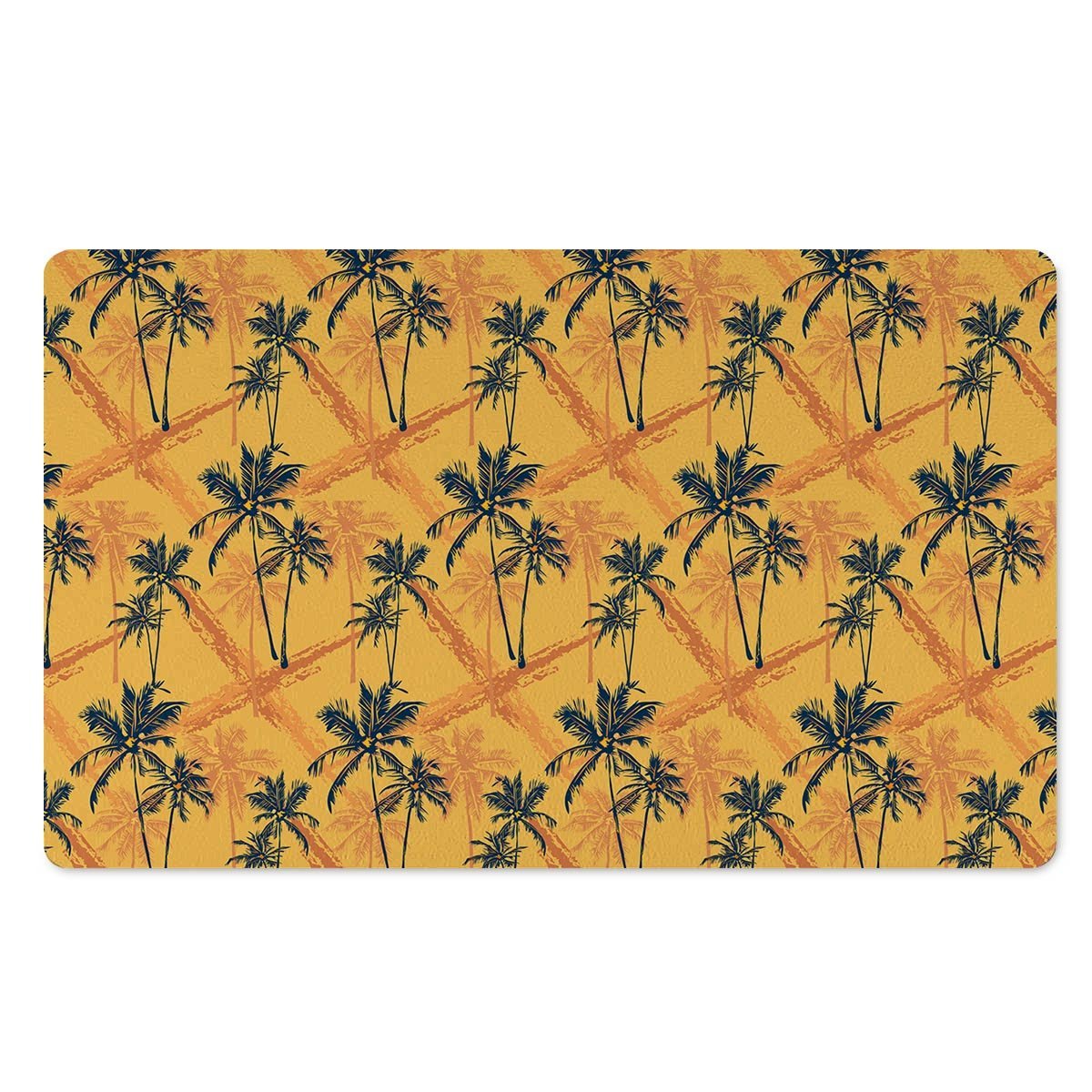 Yellow Palm Tree Hawaiian Print Door Mat-grizzshop