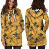 Yellow Palm Tree Hawaiian Print Hoodie Dress-grizzshop